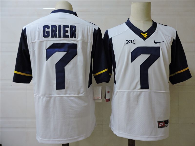 Men West Virginia Mountaineers #7 Grier White Elite Nike 2025 NCAA Jersey